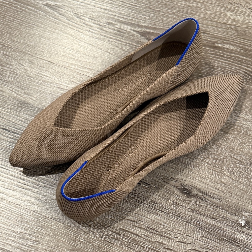 Rothy's Tan Flats with Blue Accents